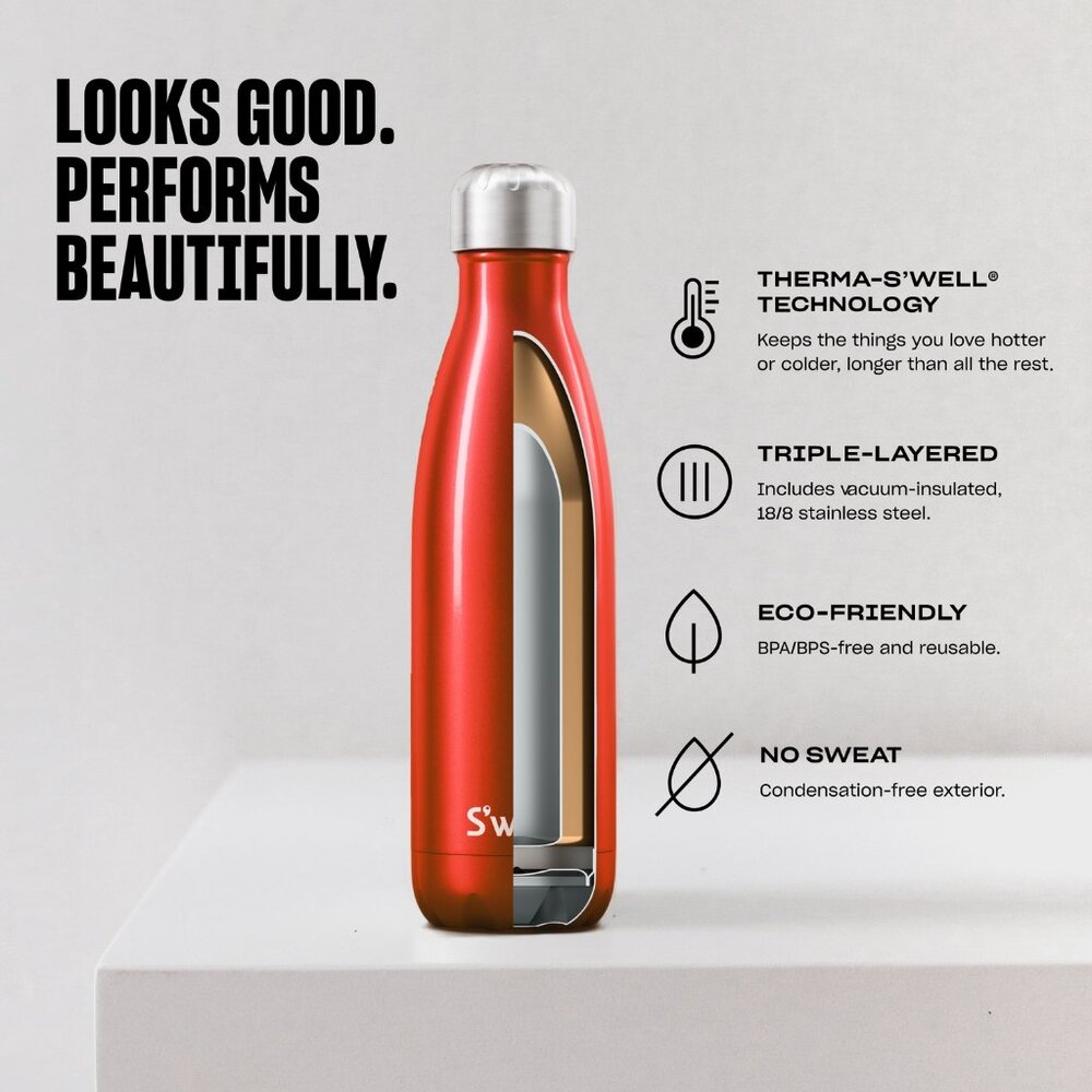 S'WELL Stainless Steel Water Bottle 750ml Hot/Cold in Calacatta Gold Brand New - Picture 8 of 8